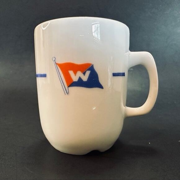 Porsgrund Porcelain Norway 65, Mini Expresso Coffee Cup/Mug White Nautical Flag - Picture 1 of 16